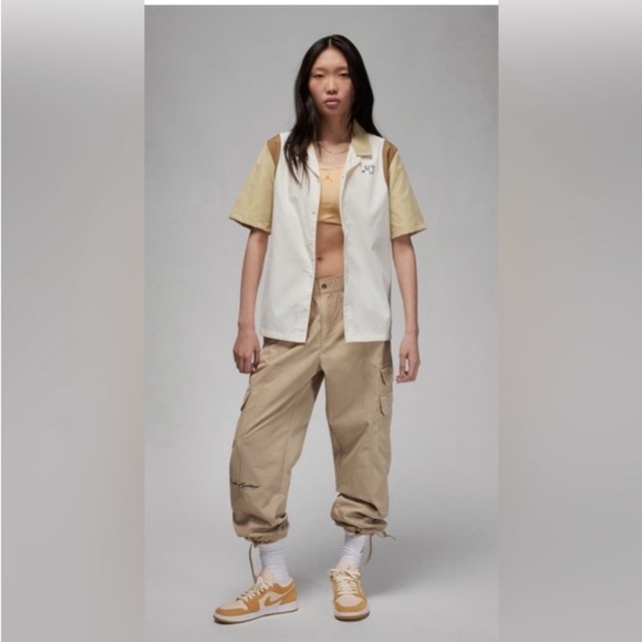 Jordan Bowling Shirt Colorblock Camp Boxy Button Down Women’s XS Brown Kelp/Sail - Picture 16 of 16